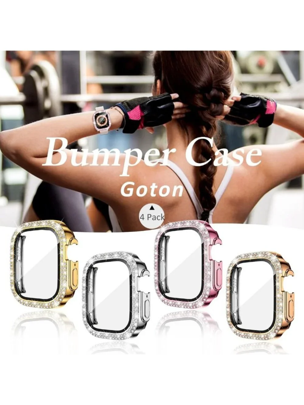 4-Pack Bling Cases with Glass for Apple Watch Ultra 49mm - Stylish & Durable